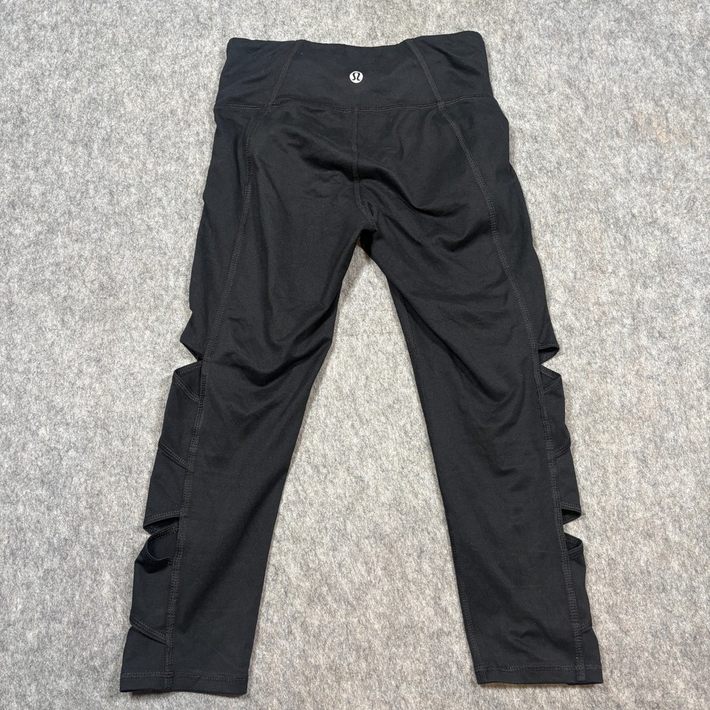 Lululemon Leggings Women's Size 2 Black High Rise Cut Off Tight Yoga Running